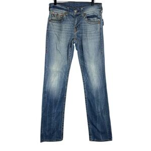 True Religion Straight Flap Jeans OM Red Big T Stone Claw Wash Men’s Size 29